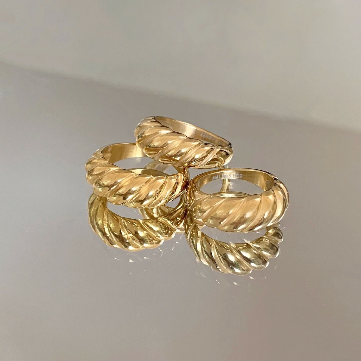 Croissant ring 18k GP high quality waterproof Gold Dome Ring Size