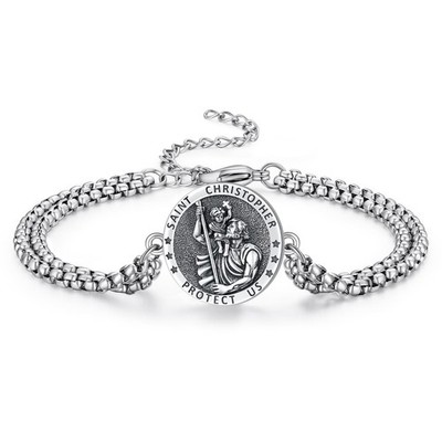 St Christopher Bracelet for Men Adjustable Saint Christopher Bracelet Religio...