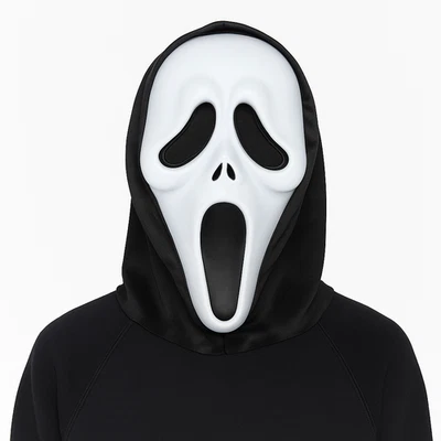 Scary Horror Ghost Mask with Hood Creepy Scream Halloween Costume Killer Cosplay