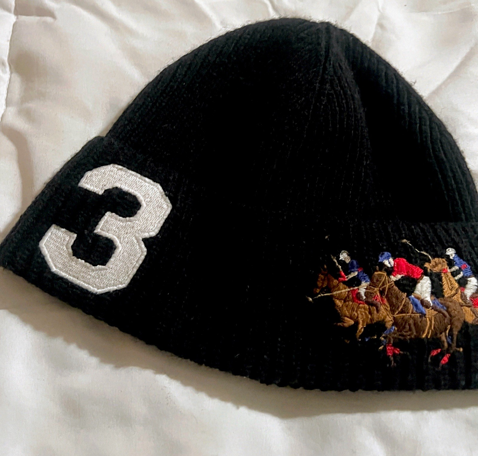 Polo Ralph Lauren Beanie Hat Triple Pony Cob Maglia Misto Lana Uomo
