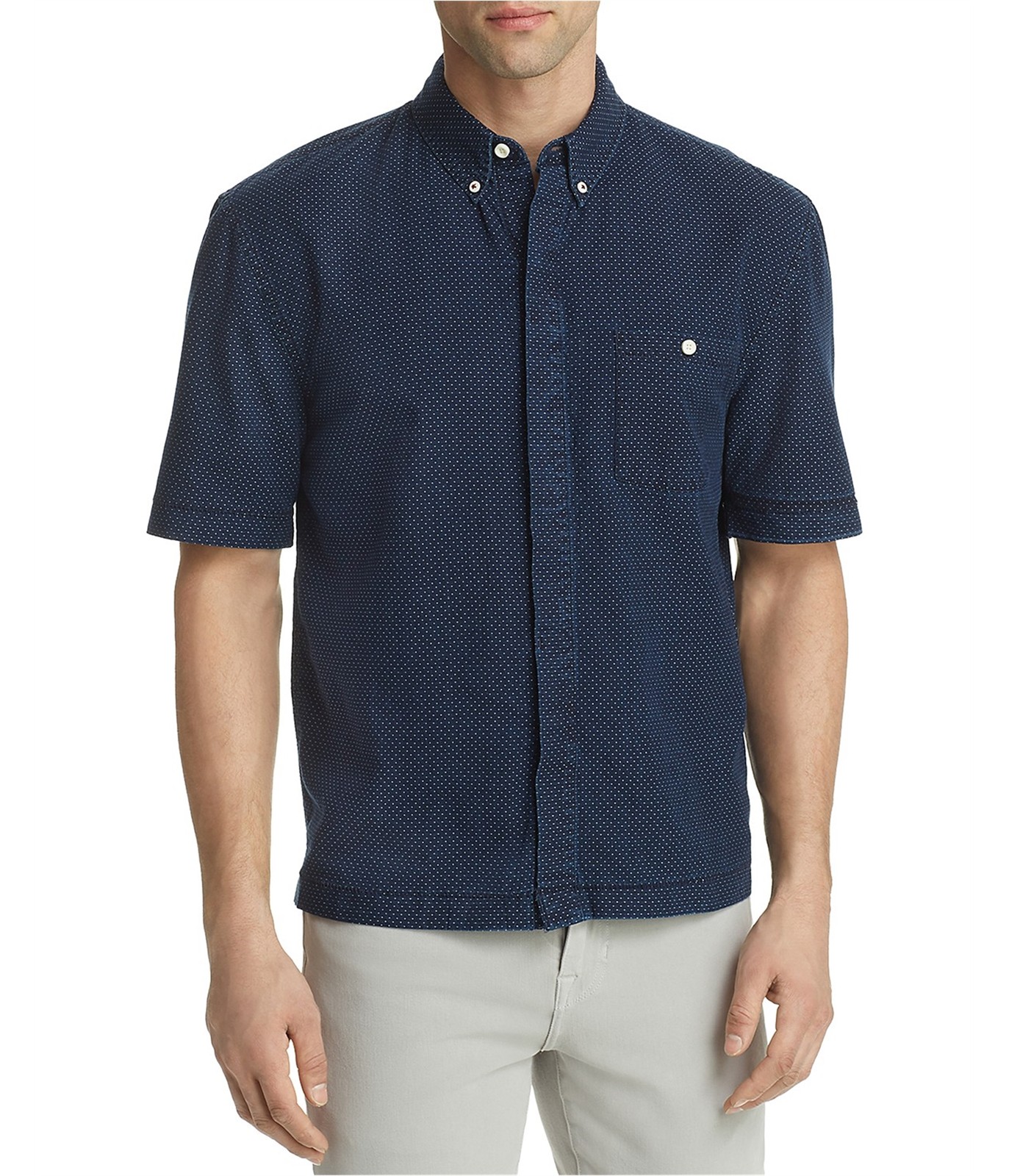 Joes Mens Harvey League Dotted Button Up Shirt Blue Small 11190₽