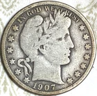 YOU GRADE 1907-D BARBER Half Dollar 50 Cent GOOD to VERY GOOD