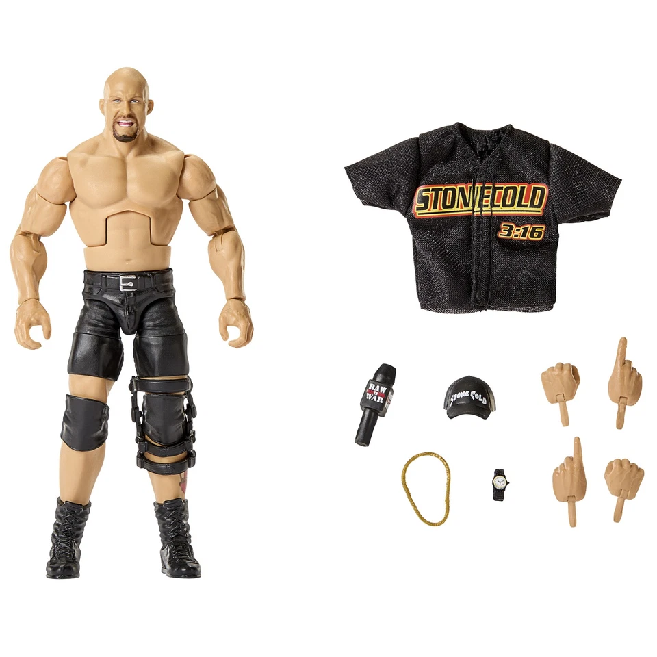 Figura de acción Stone Cold Steve Austin - WWE Elite 122 Mattel Toy Wrestling Foto 3 de 3