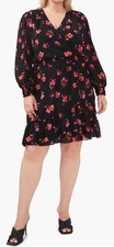 Vince Camuto Smocked Floral Print Ruffle Long Sleeve Mini dress Plus Size 3x NWT