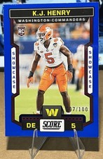 K.J. Henry 2023 RC Blue Showcase /100 Panini Score card #393