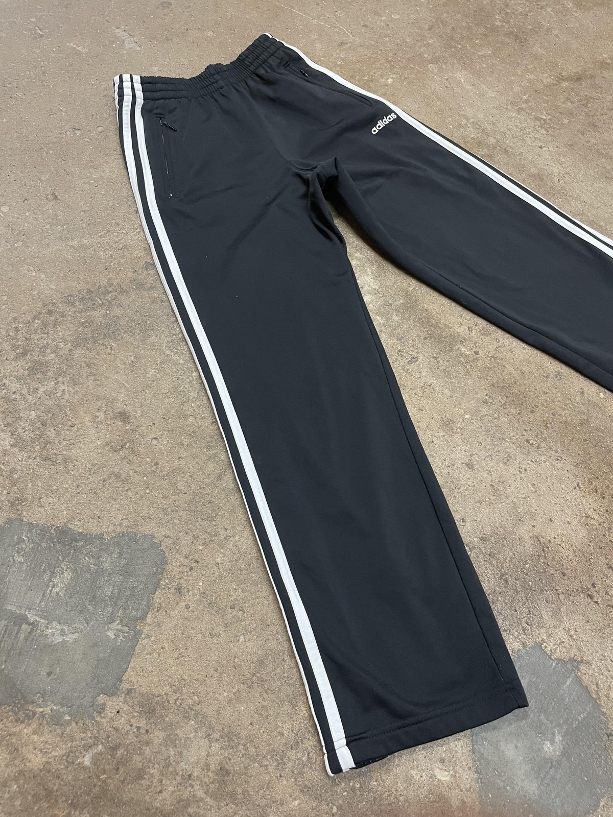 Adidas Track Pants Teens XS Black Snap Tear Away 3-Stripes Zip Pockets Athletic thumbnail 2