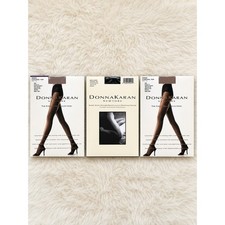 Donna Karan New York Sheer Satin Control Top Pantyhose Bundle 3 Buff Black Small