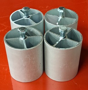 Round Aluminum Spacer, 2 1/2" Dia x 3" long set of 4 W/ 3-1/2" 5/16-18 Bolts