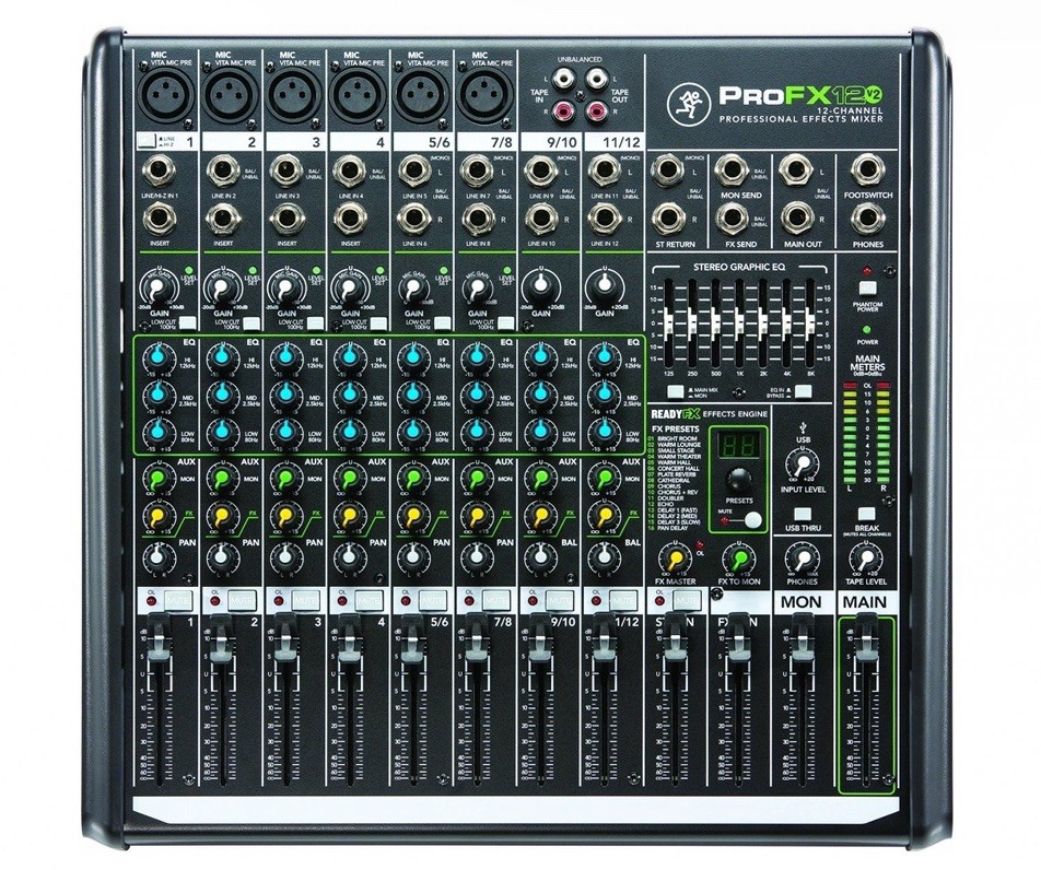 【極美品】MACKIE ProFX12 12チャンネルミキサー Mackie ProFX12 V2 12-Channel Professional Effects Mixer W/ Hard