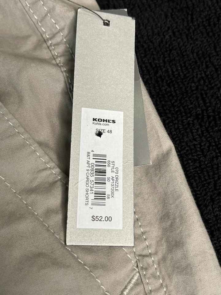 短裤尺寸 48 APT 9 男式大码货物全新带标签卡其色米色平前礼物新品 — 第 4/4 张图片