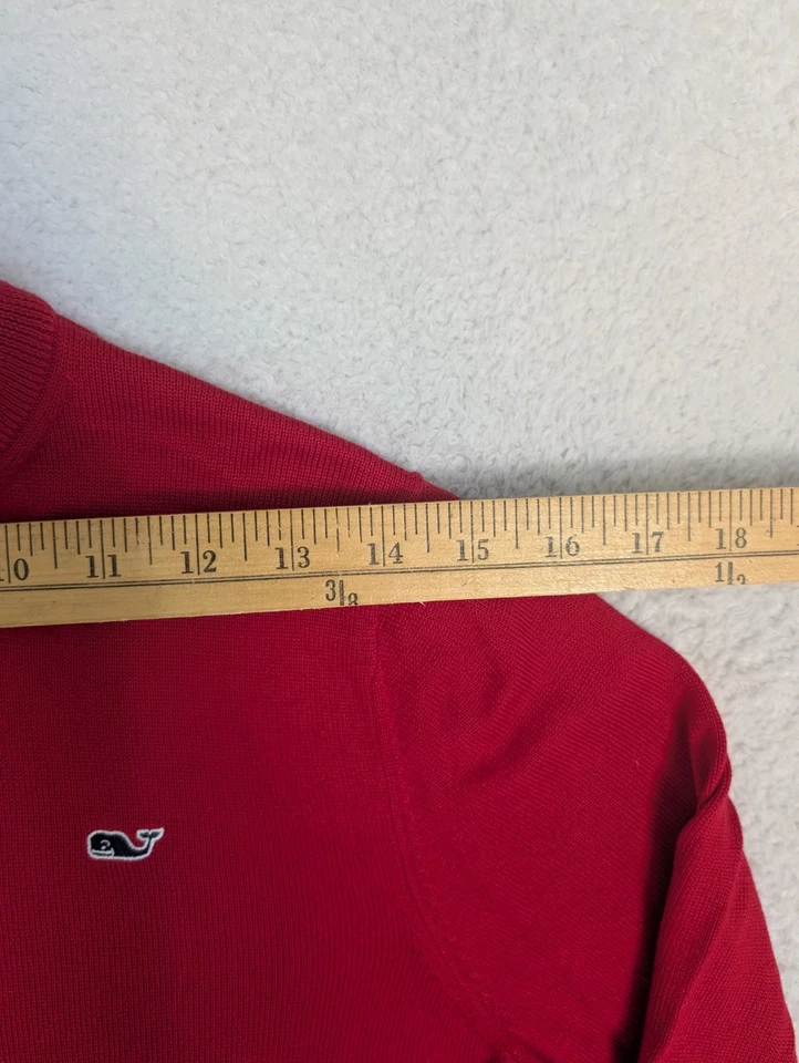 NUEVO Pullover Vineyard Vines 1/4 Cremallera Niños Grande Rojo Sólido 100% Algodón Elástico Foto 3 de 4