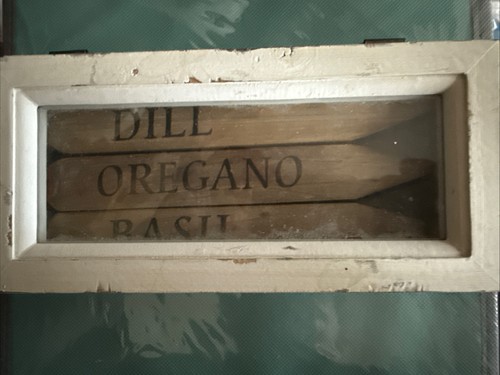 Rustic Wooden Herb Plant Stakes Housed In Distress Woo Box