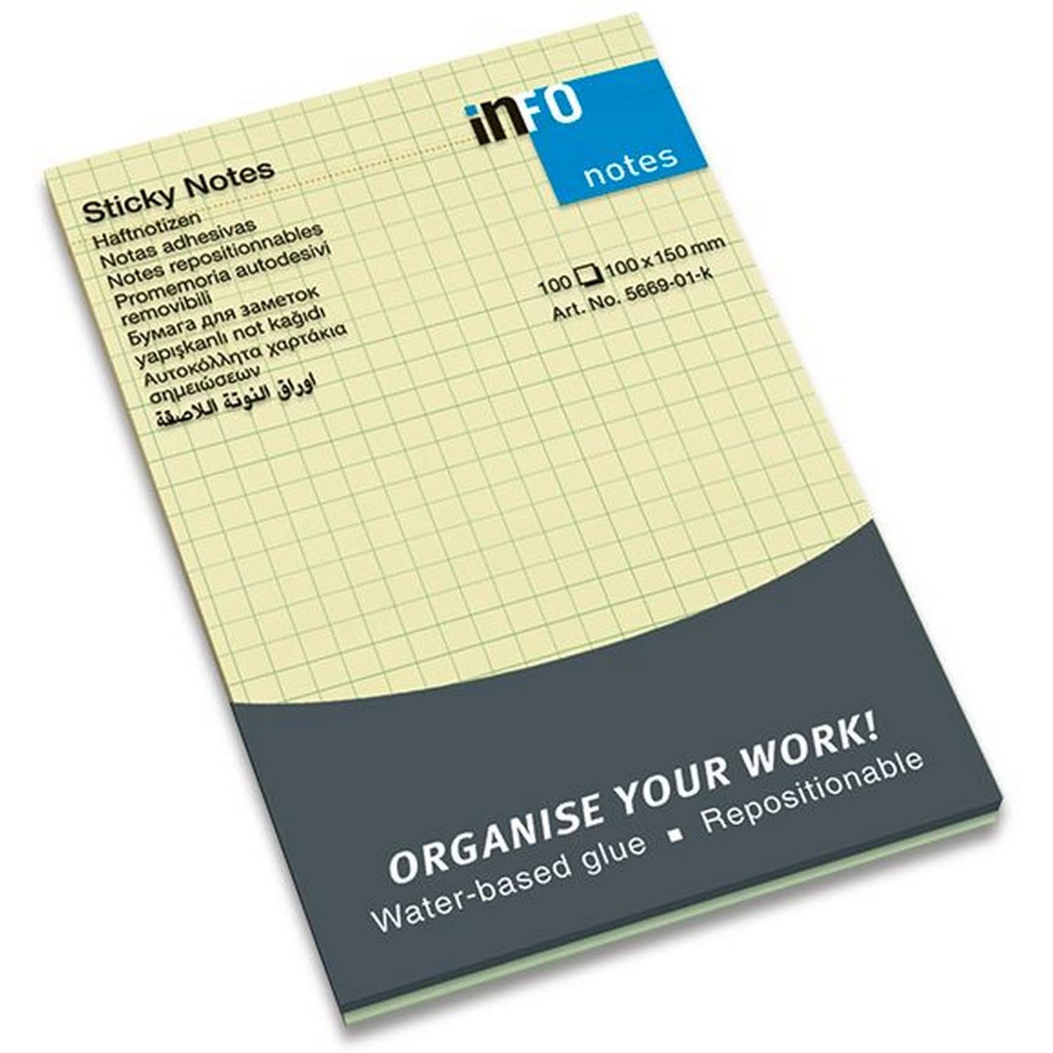 inFO 5669-01-K InFO Sticky Notes Squared Yellow