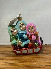 Vintage Rare Christopher Radko Triple The Fun Glass Christmas Ornament 5 In NWT