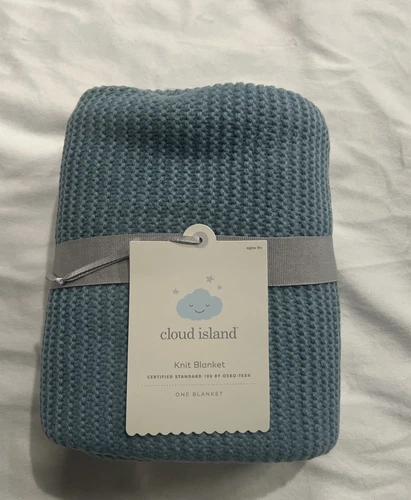 NEW Cloud Island BLUE Seed Stitch Sweater Knit Baby Blanket One Size - Picture 4 of 4