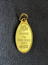 PAMP Suisse Lady Fortuna Gold Oval Pendant 1.2g 24ct Yellow Gold