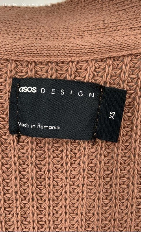 Asos Brown Cotton Blend Long Sleeve Button Front Cardigan Mens Sweater Size XS - Image 3 of 4