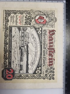 Stoffgeld Stoffschein Baustein Stadt Osterwieck am Harz 1. Mai 1922 20 Mark
