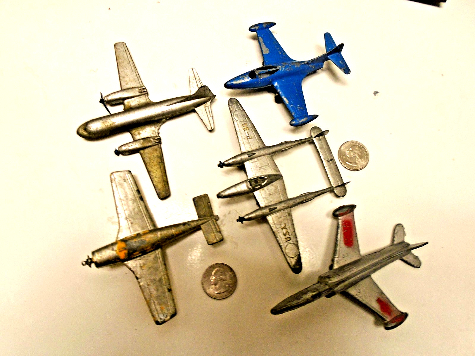 (5) 1950's-'60's  TOOTSIE TOY- diecast metal Airplanes lot