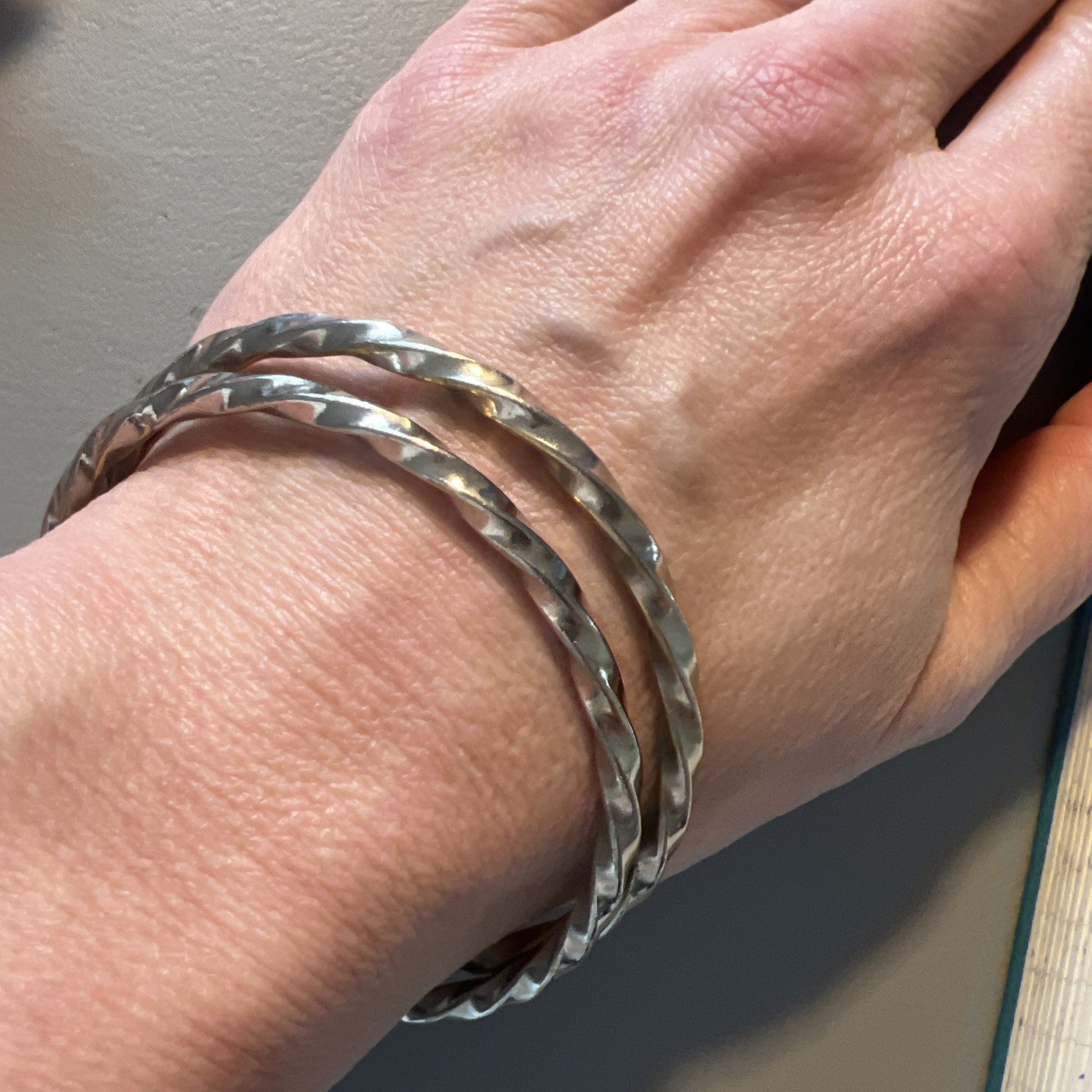 Solid 925 Sterling Silver Bangles swirl Bangles S… - image 1