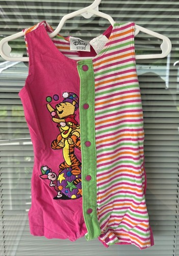 RARE VTG 90s Disney Store Winnie The Pooh Romper 6M DEADSTOCK Embroidered