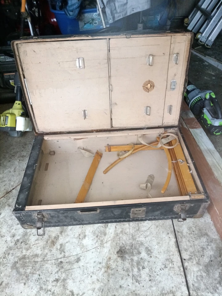 Дорожный сундук 1920-х очень старый антикварный сундук. Состояние товара для своего возраста, - Изображение 3 из 4