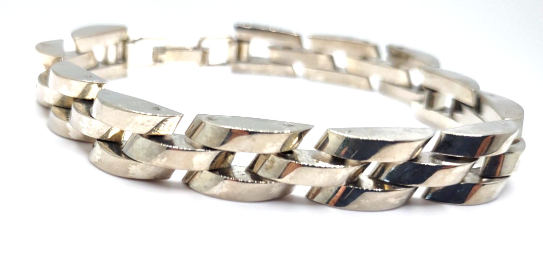 Sterling Silver 925 Heavy Interlocking Links Unis… - image 5