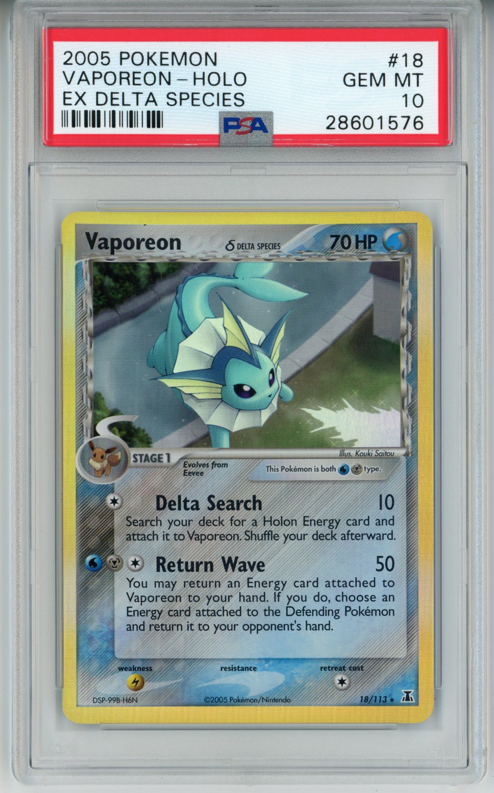 2005 POKEMON EX DELTA SPECIES VAPOREON #18 HOLO PSA 10 GEM MINT #28601576