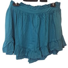 Wild Fable Shorts Women L Teal Blue Ruffle Hem Paperbag Waist Boho Summer NWT