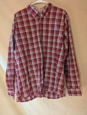 WRANGLER Premium Quality Men  s Shirt L Red Plaid Button-Down Wrinkle Resist