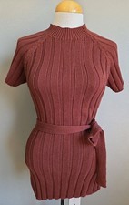 NWT Ecote Urban Outfitters | Sz M | Knit Asymmetrical Tunic Top Brown Mock Neck