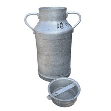 Vintage French Aluminium Milk Churn with Lid 20L Farmhouse Planter Umbrella Stan