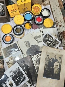 Vintage Photo Camera Lot Filters Kodak Lens Hood Adapter Colored Collection B&W