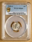 1949 S Roosevelt Silver Dime PCGS MS64