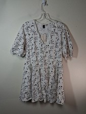 NWT Universal Thread Dress Floral Boho V-Neck Cottage White Size Small