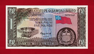 WESTERN SAMOA 5 Pounds 1963 / 2020 UNC NOTE FIRST S PREFIX In The Series P-15aCS