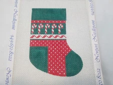 CANDY CANES MINI STOCKING-STITCH ITS-HANDPAINTED NEEDLEPOINT CANVAS