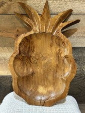 Handmade Teakwood Pineapple Bowl Bohemian Art Centerpiece - Large 17  x10  
