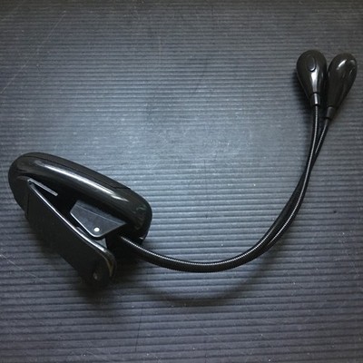 Mini LED Bright Reading Light 2 Branches Flexible Goosenecks w/ Clip Black