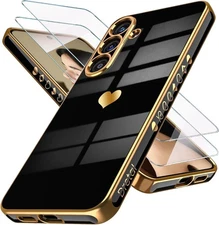 for Samsung Galaxy S25 5G Case with Screen Protector, Women Girl Cute Girly Love