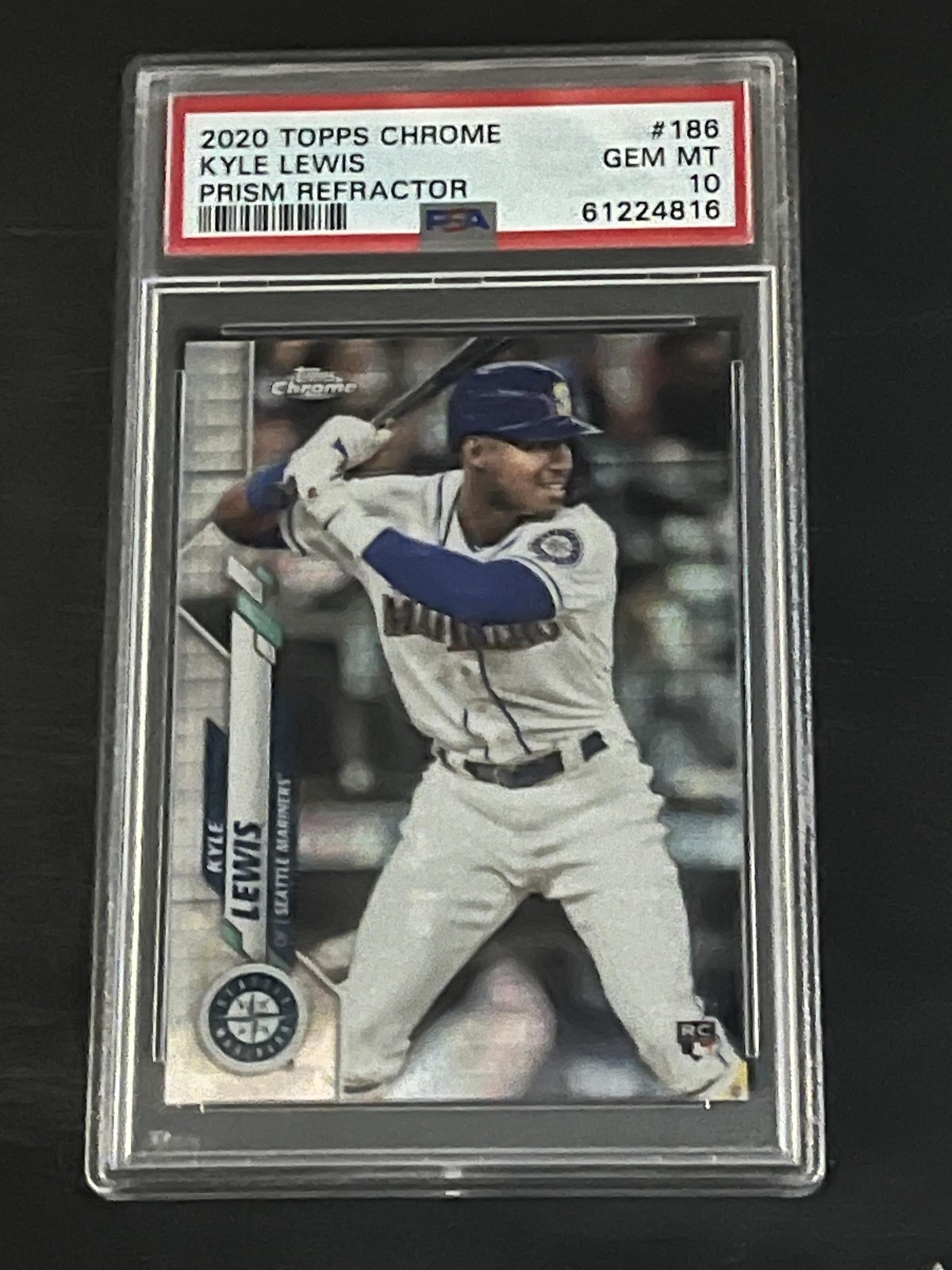 2020 Topps Chrome #186 Kyle Lewis Prizm Refractor Rookie PSA 10 JH01
