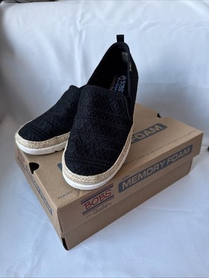 Sneakers Slipper Espadrilles Bobs Memory foam skechers Damen schwarz 38,5