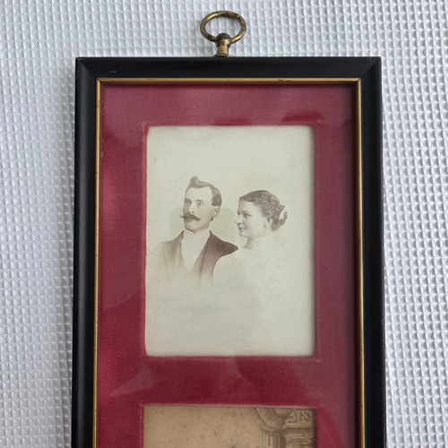 Antique Victorian Couple Framed Sepia Photo Wall Hang Husband & Wife Portrait - Picture 2 of 10