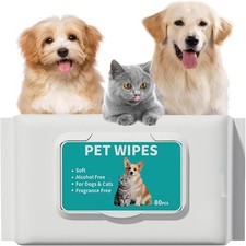 80PCS Dog Wipes for Paws  Butt Pet Wipes for Dogs Cats Puppy Cleaning Hygienic