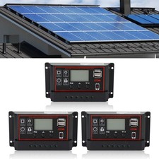 10A/20A/30A Solaire Contrôleur de Charge Régulateur PWM LCD Double USB 12V/24V