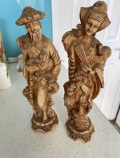 2 Oriental Figurines Man And Woman Vintage