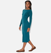 Wild Fable Women's Dark Teal Green Long Sleeve Knit Bodycon Midi Dress Sz:M