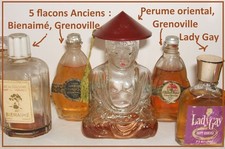 5 FLACONS anciens  Grenoville-Bienaimé_Perfume Oriental, Lady Gay