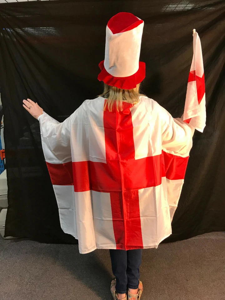 Euro 2025 - England Supporter Pack - Wearable Flag, Top Hat & Fabric Flag - Image 2 of 4