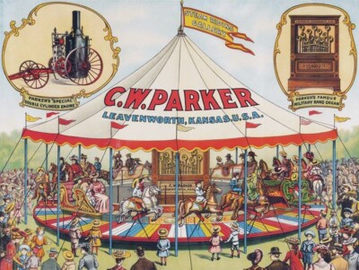 C.W. Parker Carousels, Leavenworth, Kansas NEW METAL SIGN: 9 x 12'' Free Shipping